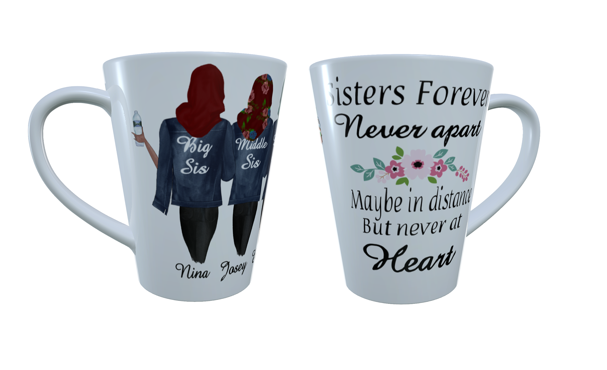 Hijabi Sisters Forever Personalized Ceramic Latte Mug